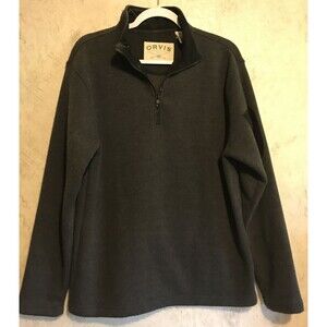 Orvis Men M Medium Long Sleeve Sweatshirt 1/4  Zip Shirt Soft Gray Grey Shirt